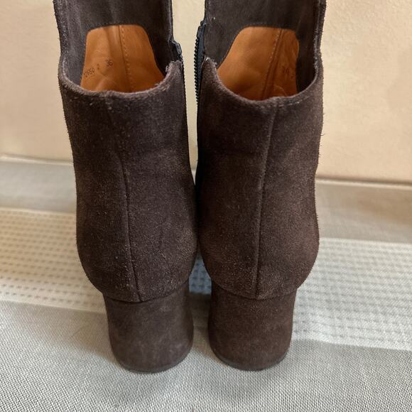 Chie Mihara Chocolate Brown Suede Leather Angle Boots with chunky Heel Size 6 - Picture 4 of 9